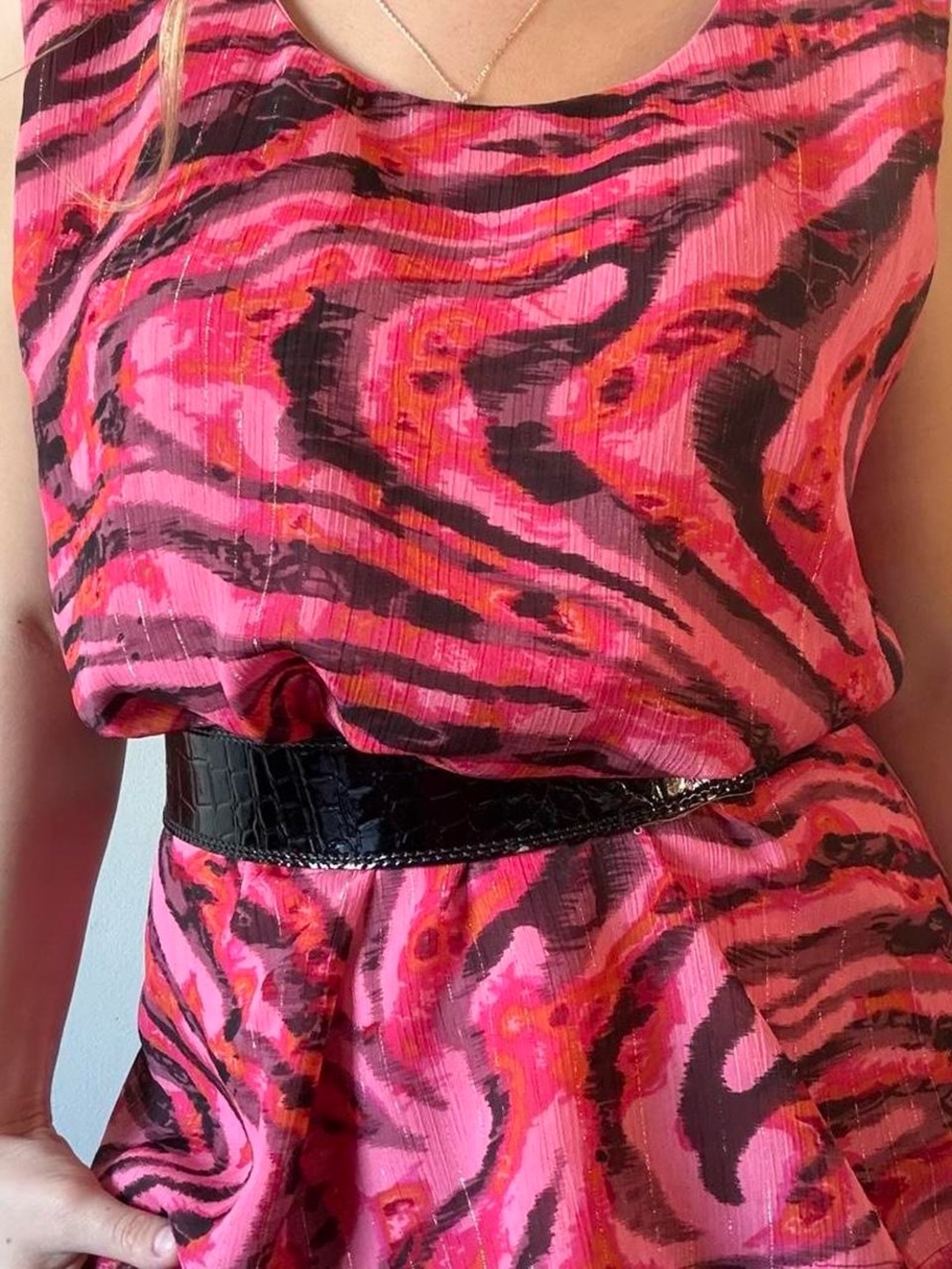 Y2K Alia Pink Abstract Zebra Tank Top